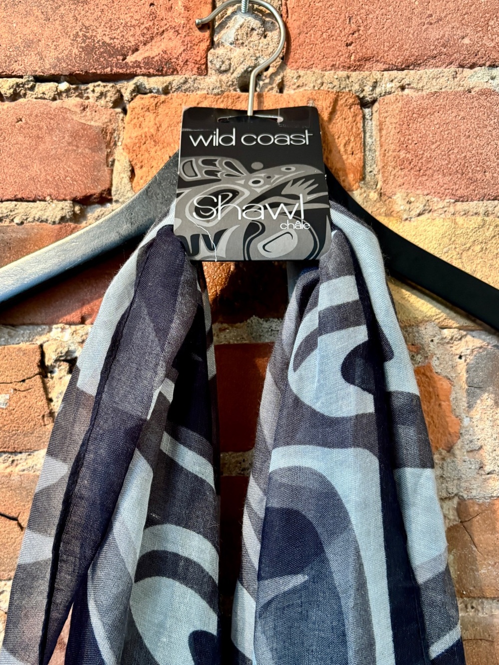 NWT Wild Coast Raven Gray & Black Shawl by Indigenous artist Bill Helin. NEW ❤️